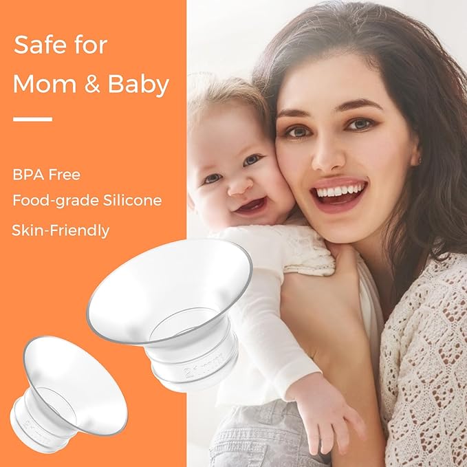 Flange Inserts 21mm 6PCS - Compatible with Momcozy M5/M6/S12 Pro/S9 Pro/V1/V2,Spectra,Medela,Elvie,Lansinoh 24mm Flange - Breast Pump Replacement Pump Parts - BPA Free Silicone,6 Pack