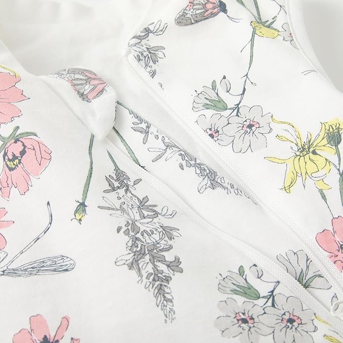 Duomiaomiao 1.5 TOG Toddler Sleep Sack 24-36 Months 102% Cotton Four Season Side Open Zipper Baby Sleep Sack with Feet, Breathable Toddler Wearable Blanket