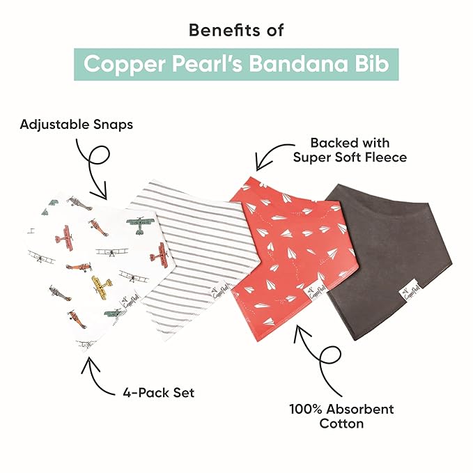 Copper Pearl Baby Bandana Drool Bibs for Drooling and Teething 4 Pack Gift Set “Scout Set