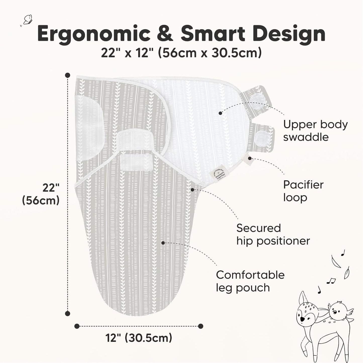 KeaBabies 3-Pack Organic Baby Swaddle Sleep Sacks - Swaddles for Newborns, Infant 0-3 Months, Baby Girls, Boys, Soft & Snug Newborn Sleep Sack, Nursery Swaddling Blankets (Prairie)