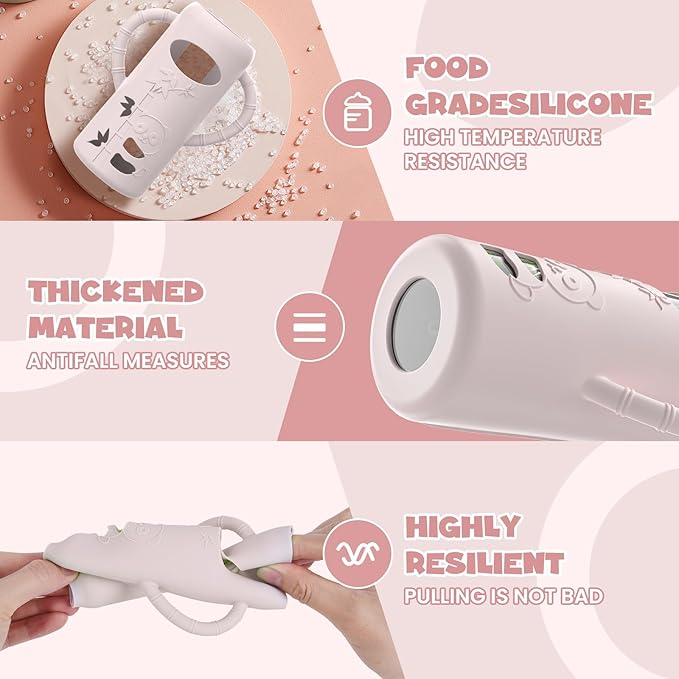 3 PCS Dr Brown Glass Bottles Silicone Sleeves, Compatible with Dr Browns Glass Bottles 8 oz, Anti-Drop Dr Brown Baby Bottles Sleeves with Handles, Heat-Insulating and Easy to Clean