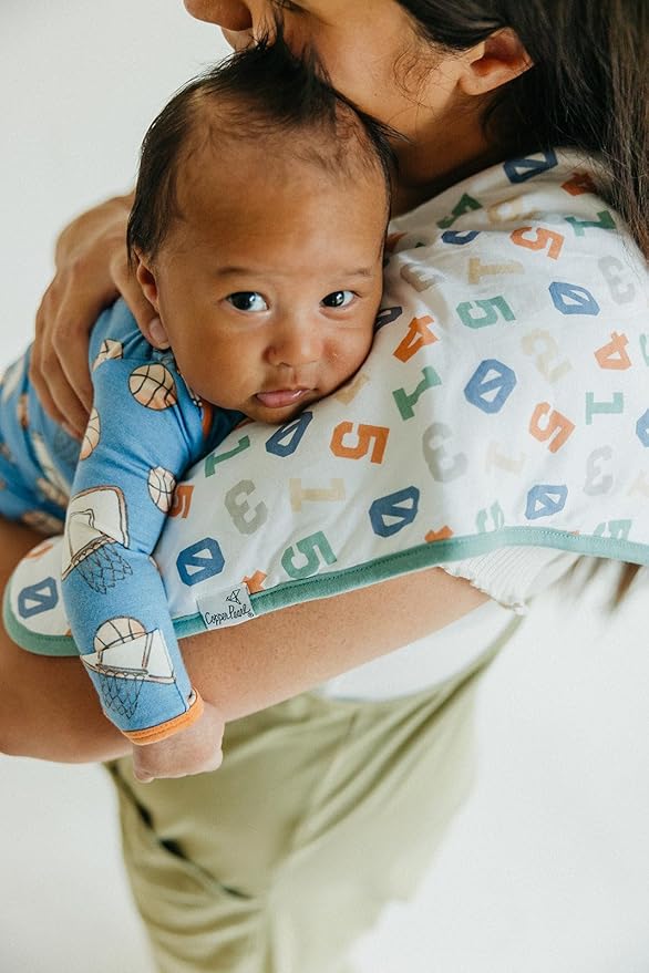 Copper Pearl Premium Baby Burp Cloths - 3-Pack Large Cotton Burp Cloths, Extra Soft Spit Up Rags with 3 Absorbent Layers, Perfect for Baby Boy and Baby Girl Gifts (21" x 10" Size, Dunk Set)