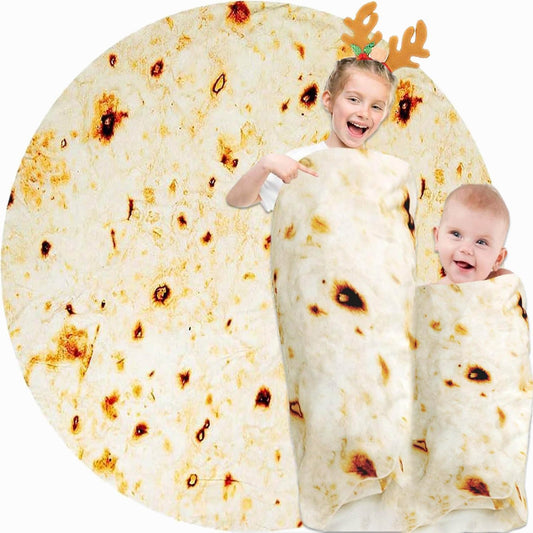 2 Pack Burrito Tortilla Blanket Baby Stuff Shower White Elephant Gifts for Kids Taco Throw Blankets Wrap Newborn Swaddle Toddler Boy Girl Party Novelty Gag Pets Soft Fleece 40in