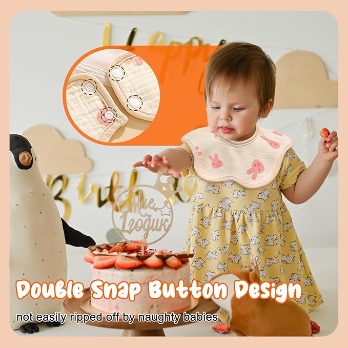 EllieHouse Baby Bibs for Girls Boys 8 Pack Muslin Drool Teeth Drooling Teething Bibs Muslin Cotton for Toddler Infant