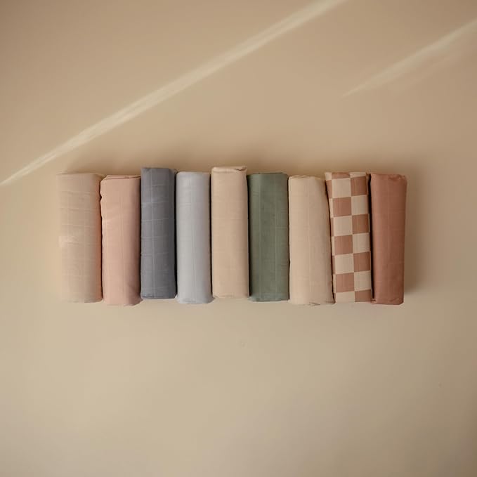 mushie Waterproof Changing Pad Liners | 100% Organic Cotton | Set of 3 (Natural Check Combo)