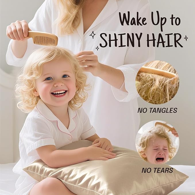 OLESILK 100% Mulberry Silk Toddler Pillowcase for Hair and Skin, Both Sides 19 Momme Pure Natural Silk Travel Pillow Cases with Hidden Zipper, 13"x 18", Taupe