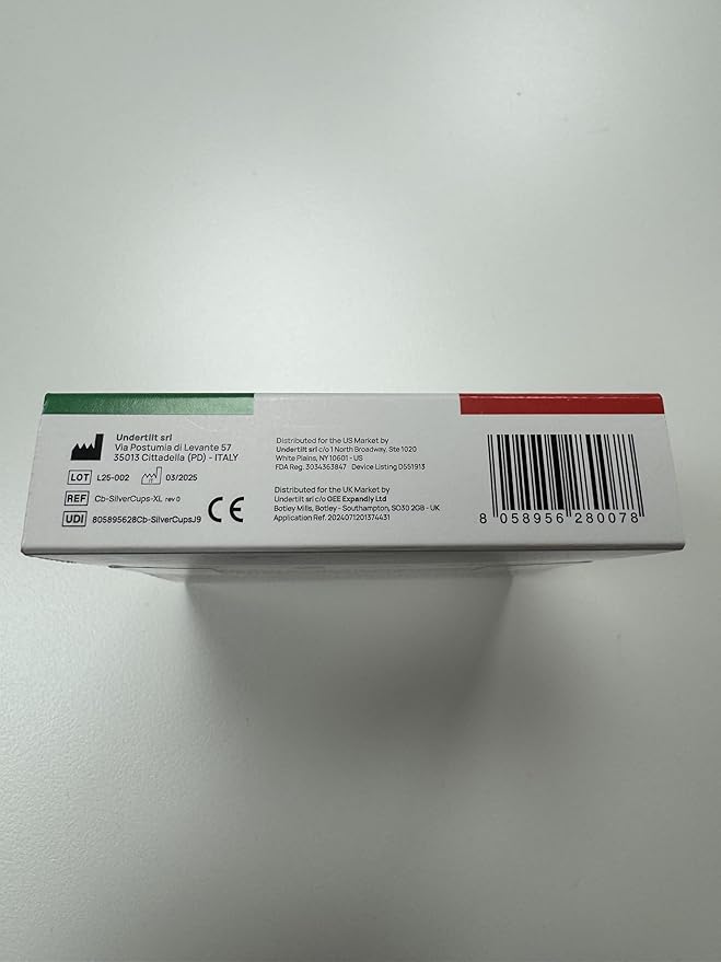 Original Italian Silver Nursing Cups - Nipple Shields for Breastfeeding - Helps Soothe and Protect Sore Nipples - Dermatologically Tested - Medical Device FDA-Registered (XL)