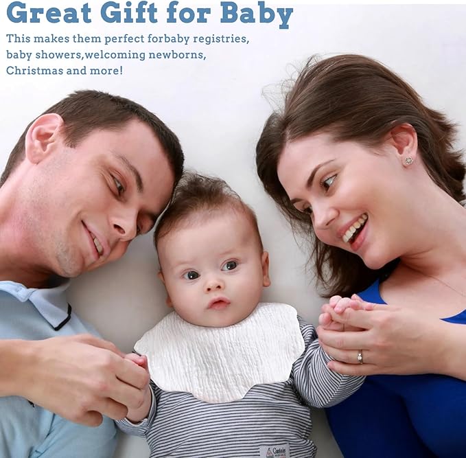 EllieHouse Baby Bibs for Girls Boys 10Pack Muslin Drool Teeth Drooling Teething Bibs Muslin Cotton for Infant Toddler