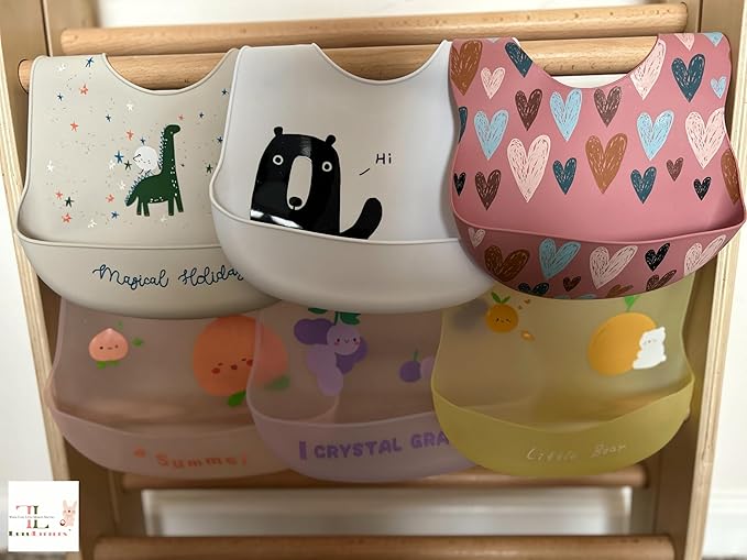 BPA-Free Silicone Baby Bibs with Travel Case, Toddlers Boys/Girls, Large Pocket, Adjustable, Toddlers 6-48 Months