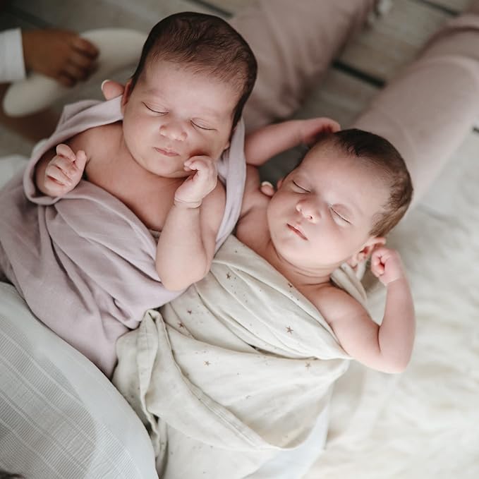 mushie Muslin Baby Swaddle Blanket | 100% Organic Cotton (Soft Mauve)