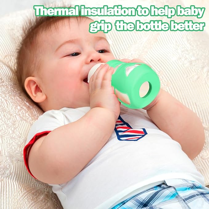 BUSOHA 4 Pack Silicone Sleeves for Avent Baby Bottles - Anti Breakage Baby Bottle Holder for Avent Natural Glass Baby Bottles,Compatible with Avent Baby Bottle,8oz