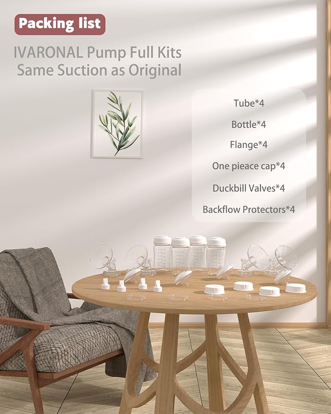 4packs 25mm Full Breast Replacement Pump Parts for Spectra S1 S2 9 Plus Synergy Gold Include 13mm Flange,Valve,Backflow Protector,Tube,Bottle,Caps, Fit for Motif Luna Cimilre Ameda MYA Pump
