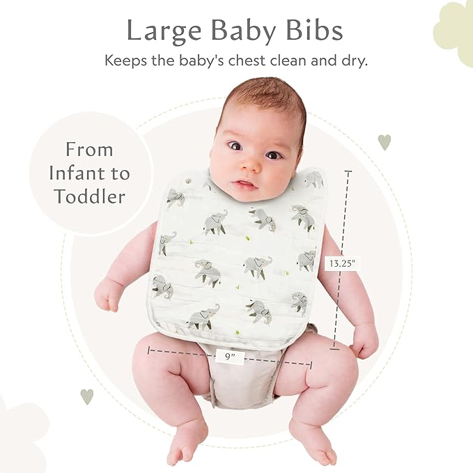 Bamboo Little Baby Bibs (Pack of 2) - Bibs with Adjustable Snaps- Absorbent Terry Backing