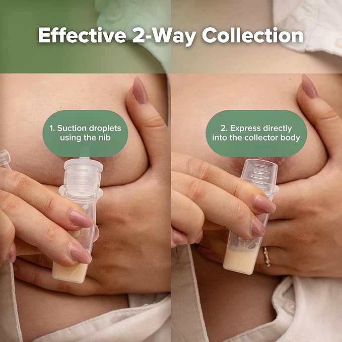 haakaa Colostrum Collectors 6ml/6pcs Pack - Collect, Store & Feed Colostrum in One, Ready-to-Use Individually Wrapped, Reusable & Leakproof, Include Cloth Wipe and Cleaning Brush