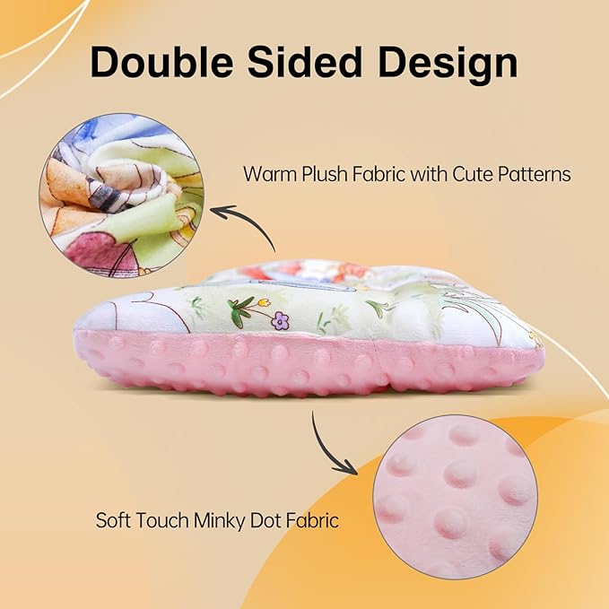 Reidio 1Pcs Toddler Pillow Double Sided Warm Plush & Minky Dot Fabric Kids Pillow Cute Small Pillow Machine Washable (#W-Ocean Blue)