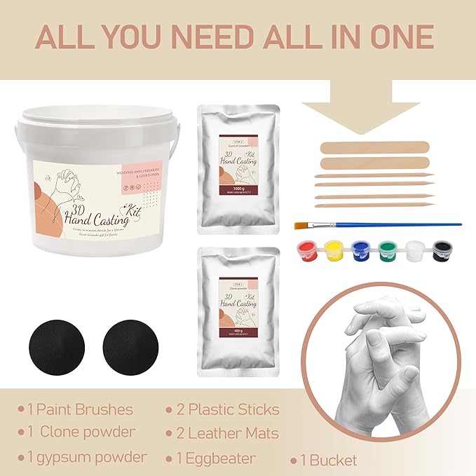 Hand Casting Kit, Anniversary Couples Gifts Casting Kit,Hand Mold Kit Couples, Hand Mold Kit Couple with Base, Couple 1 Year Anniversary, Bridal Shower, Wedding Gifts Plaster Hand Mold Casting Kits
