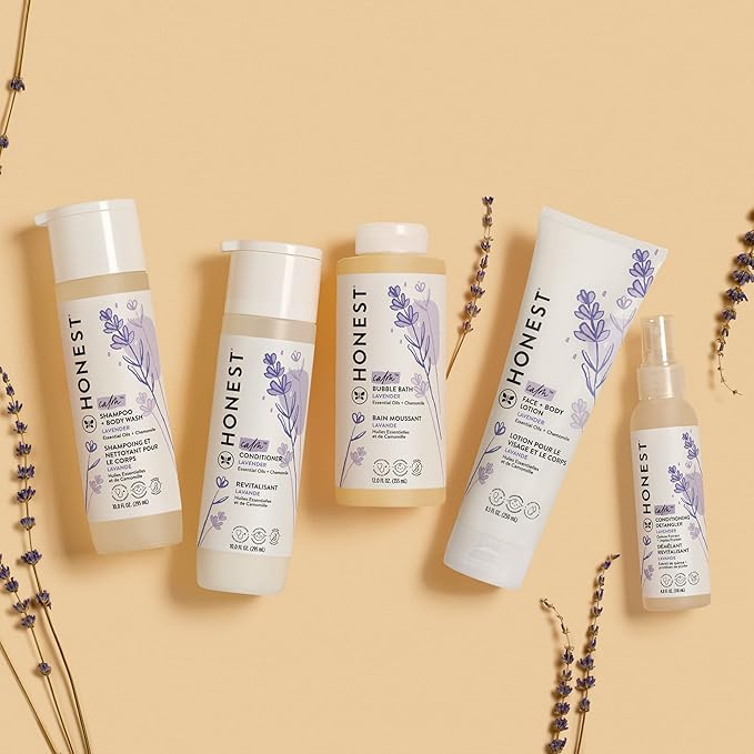 The Honest Company Foaming Bubble Bath, Gentle Tear-Free Hypoallergenic Baby Wash with Naturally Derived Ingredients, Lavender Calm, 12 fl oz