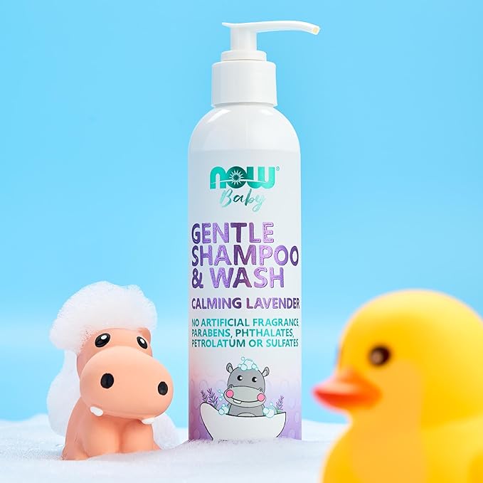 NOW Baby, Gentle Shampoo and Wash, Calming Lavender, Paraben Free, 8 Fluid Ounces