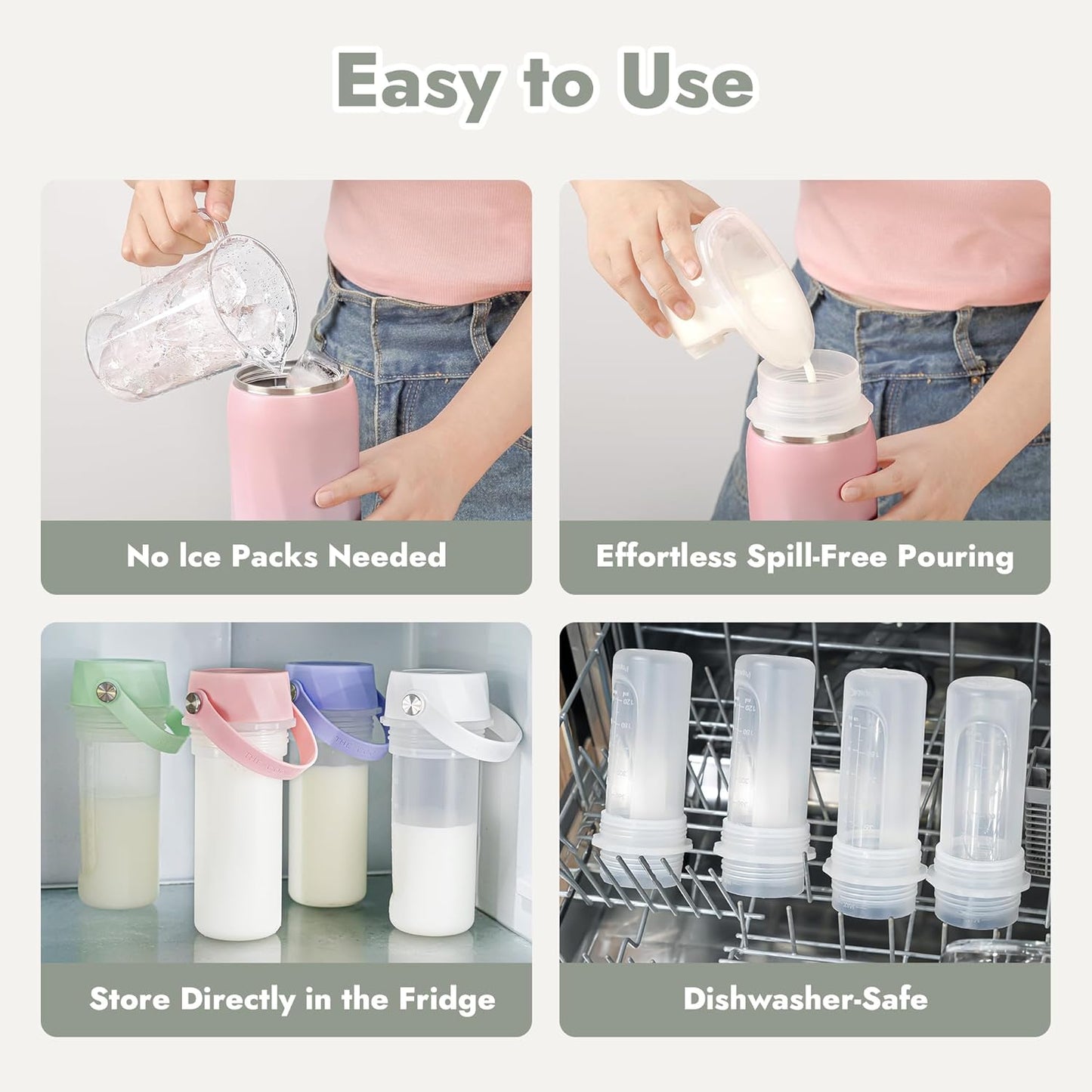 HEYTRIP Vacuum Insulated Breastmilk Cooler Bottle, 20oz Stainless Steel Portable Breastmilk Chiller, Reusable Breast Milk Storage Container Keeps Milk Fresh for 36+ Hours, TSA Approved, Green