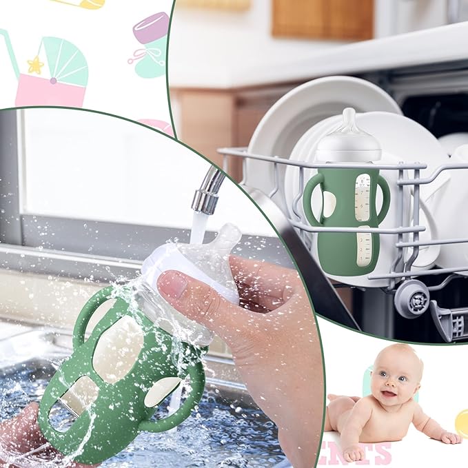 BUSOHA 3 Pack Silicone Sleeves for Avent Natural Baby Bottles - Drop Protection Baby Bottle Holder with Handle Compatible with Philips Avent Anti Colic Baby Bottles,8 Ounce