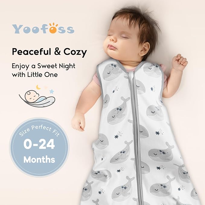 Yoofoss Baby Sleep Sack 6-12 Months 0.5 Tog Wearable Blanket for Baby, 3 Pack 100% Organic Cotton Infant Toddler Sleeping Sack 2-Way Zipper Lightweight Sleep Sack