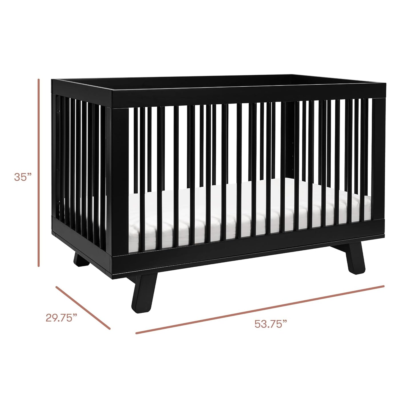 Babyletto Hudson 3-in-1 Convertible Baby Crib - GREENGUARD Gold Certified Convertible Crib to Toddler Bed & Daybed - Wooden Baby Bed with 4 Adjustable Mattress Heights - Easy to Assemble - Black