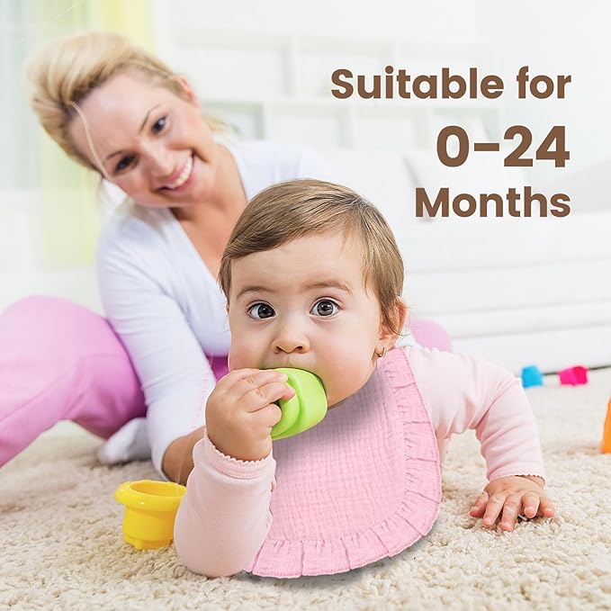 Oiomniv Muslin Baby Bibs, 6-Pack Bandana Drool Bibs Soft Cotton Adjustable Unisex Newborn, Toddler for Drooling Teething