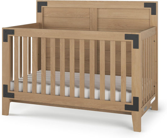 Child Craft Lucas 4-in-1 Convertible Crib, Baby Crib Converts to Day Bed, Toddler Bed and Full Size Bed, 3 Adjustable Mattress Positions, Non-Toxic, Baby Safe Finish (Nutmeg)