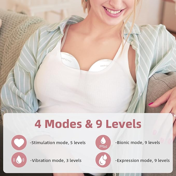 Breast Pump, Wearable Breastfeeding Pump, Electric Breast Pumping, Hands Free Breast Pump with 4 Modes & 9 Levels - Portable Milk Pump, Smart Display for Moms, 24mm 1 Pack