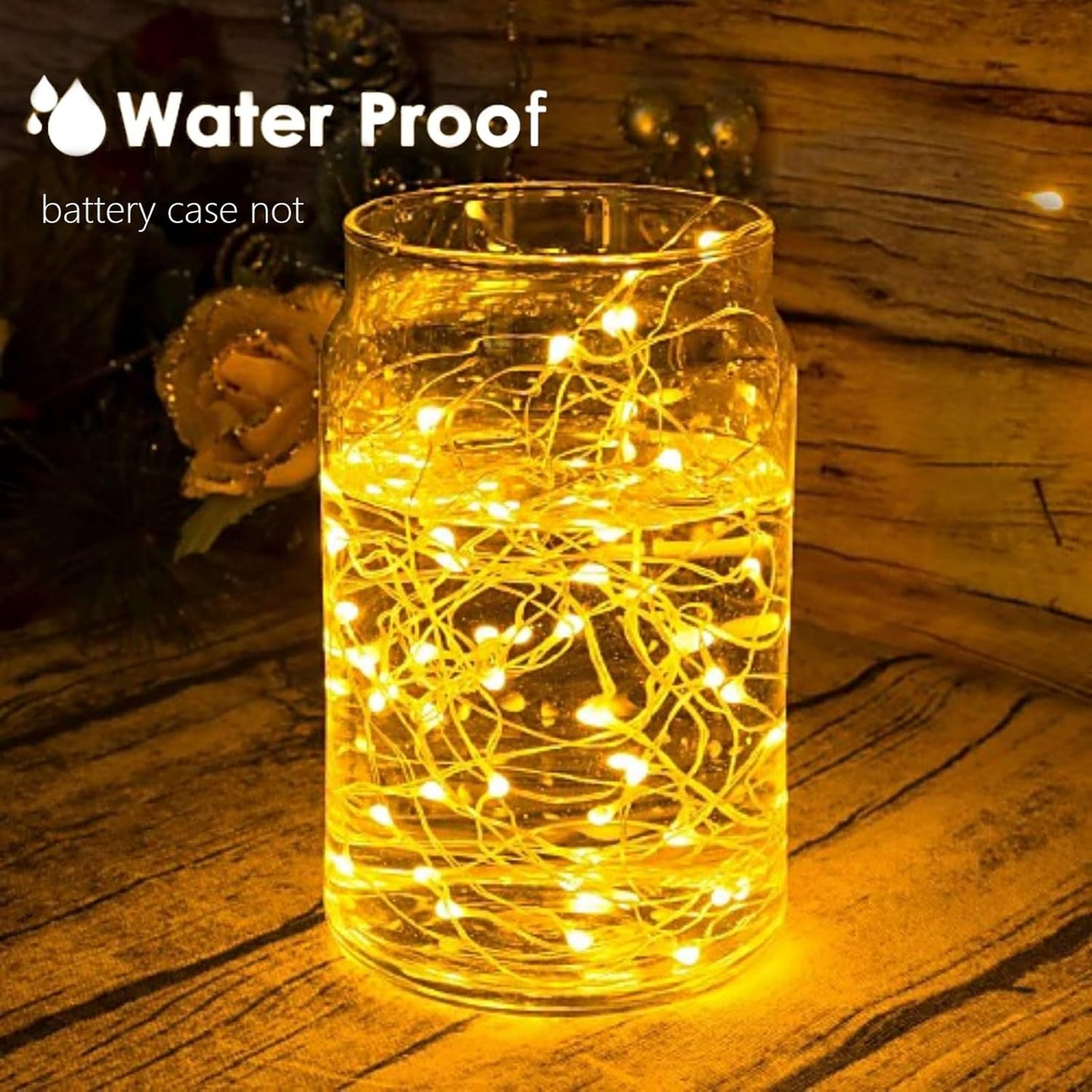 24 Pack Fairy Lights Battery Operated 7 Feet 20 Led Christmas Twinkle String Lights Silver Wire Waterproof for Classroom Christmas Valentine's Day Mason Jars Centerpiece Table Decorations (Warm White)