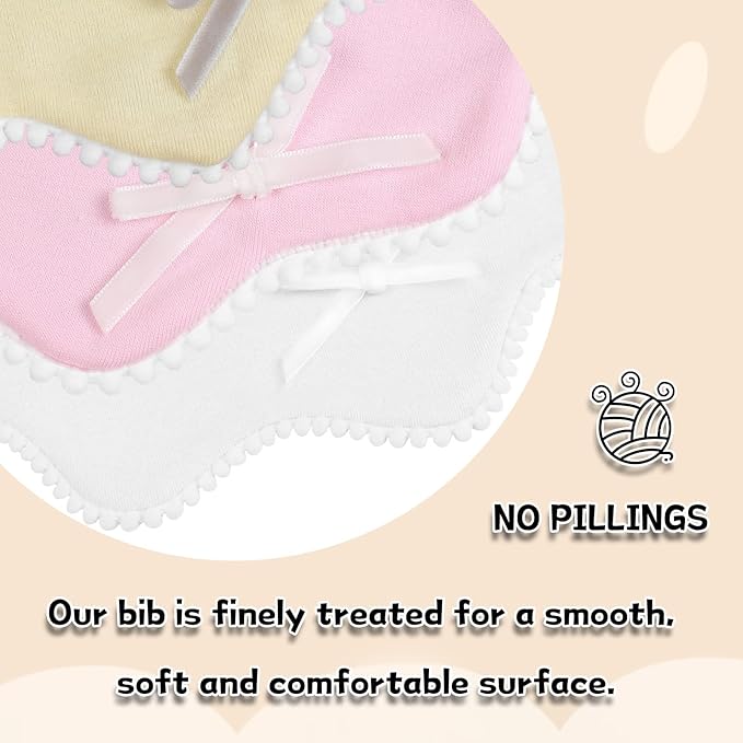 Bamery Baby Bandana Bibs White Cotton Drool Bibs for Drooling and Teething Absorbent for Boy Girl