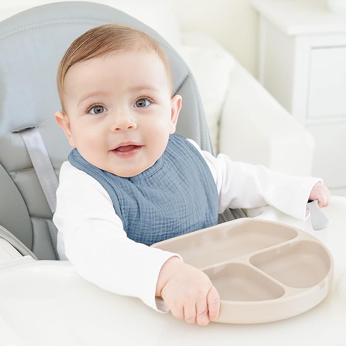 Bearmoss Muslin Baby Drooling Bibs 8 Pack, 100% Cotton Square Adjustable Bandana Bibs Gift for Baby Girls Boys Teething Drool