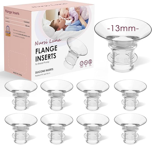 Flange Inserts 8PCS 13mm for 24mm Flange/Shield, Flange Sizing Kit Silicone Flange Insert, Breastfeeding Essentials Kit for New Moms
