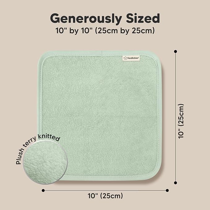 6-Pack Baby Washcloths - Soft Absorbent Viscose from Bamboo Wash Cloths for Babies, Kids, Toddlers, Infant, Newborn Bath Towels, Gentle on Sensitive Skin, 10x10 Reusable Face Towels (Mellow)