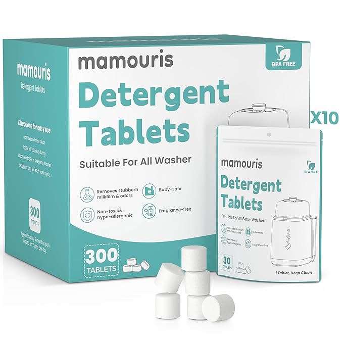 300PCS Official Detergent Cleaning Tablets: for Baby Brezza Grownsy Papablic Momfann Bottle Washer - Baby Bottle Washer Tablets for All Brands Bottles Washers Machines