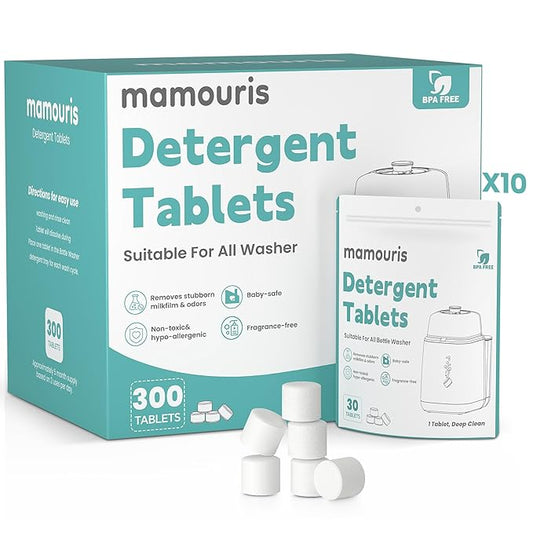 300PCS Official Detergent Cleaning Tablets: for Baby Brezza Grownsy Papablic Momfann Bottle Washer - Baby Bottle Washer Tablets for All Brands Bottles Washers Machines