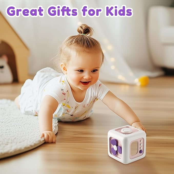 Busy Cube Toy for 1 Year Old Girl Gifts, Montessori for Baby Girl, Travel Sensory Toys for Toddlers 1-3, Learning Fine Motor Skills| 1st Birthday Girl Gifts 12 Months Stocking Stuffers