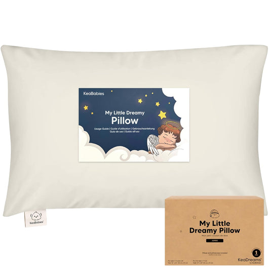 KeaBabies Toddler Pillow with Pillowcase, Jumbo 14X20 - Soft Organic Cotton Toddler Pillows for Sleeping - Machine Washable - Perfect for Travel, Toddler Bed Set (Clay)