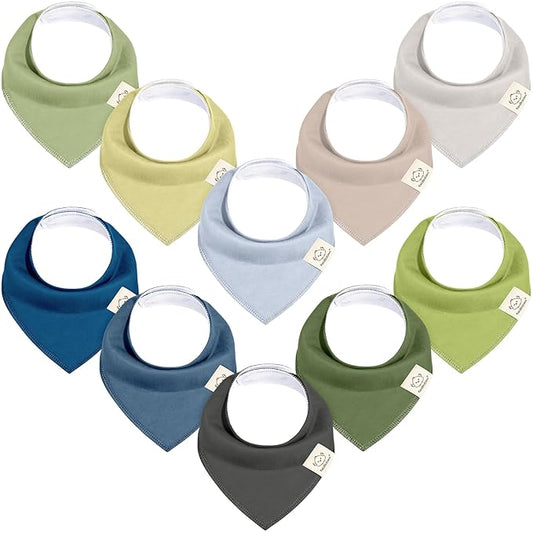 10-Pack Organic Baby Bandana Bibs for Girls - Super Absorbent Triangle Baby Bibs for Drooling and Teething Infant, 100% Cotton Extra Soft for Newborn, Infant 0-36 Months (Brave)