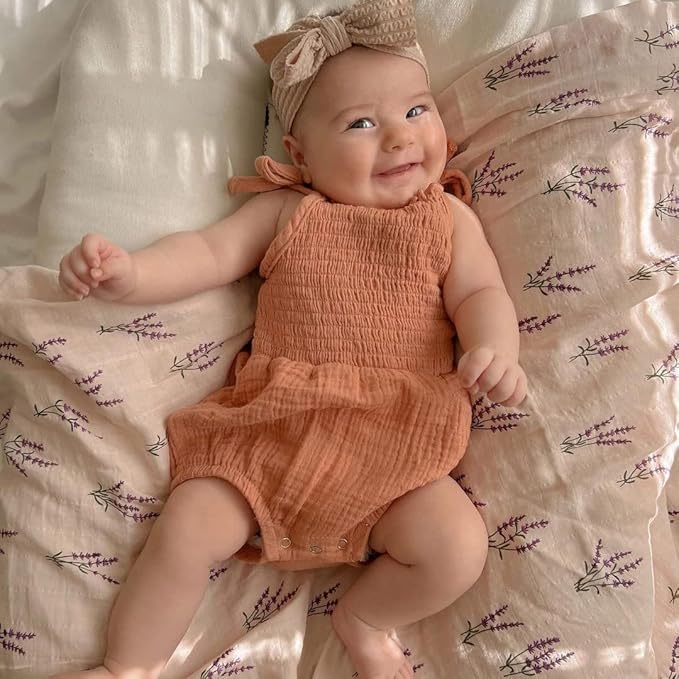 LifeTree Baby Swaddle Blankets Girls, Organic Muslin Swaddle Blankets Unisex Swaddling Wrap Receiving Blanket for Newborn, Organic Cotton, Large 47 x 47 inches, Lavender & Mauve