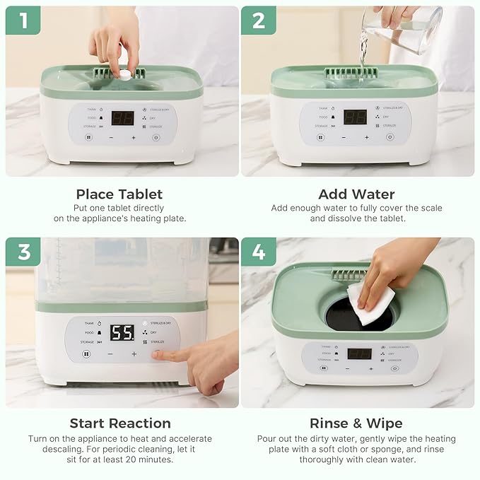 Momcozy Official Descaling Tablets, Compatible KleanPal Pro Baby Bottle Washer, Descaler for Milk & Limescale Removal, 30 Count