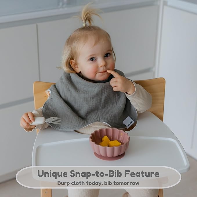 Butterfly Cotton Muslin Burp Cloths 3-Layer, Extra-Large 26”x12” Water-Resistant Multi-Use Burp Cloth Convertible to Bib, 2 Pack, Soft & Absorbent (Pack of 2, Herb & Cotton/Blue & Stone)