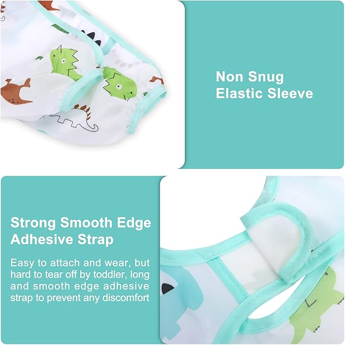 Accmor 5 Pack Long Sleeve Bibs, Baby Smock Waterproof Sleeved Bib Smock for Baby Toddler 6-36 Months
