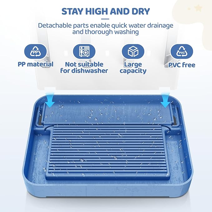 Baby Bottle Drying Rack,Baby Bottle Organizer for Countertop,Bottle Holder for Baby- Space Saving Standing Drying Rack for Baby Bottles and Pump Part Cleaning (Blue)