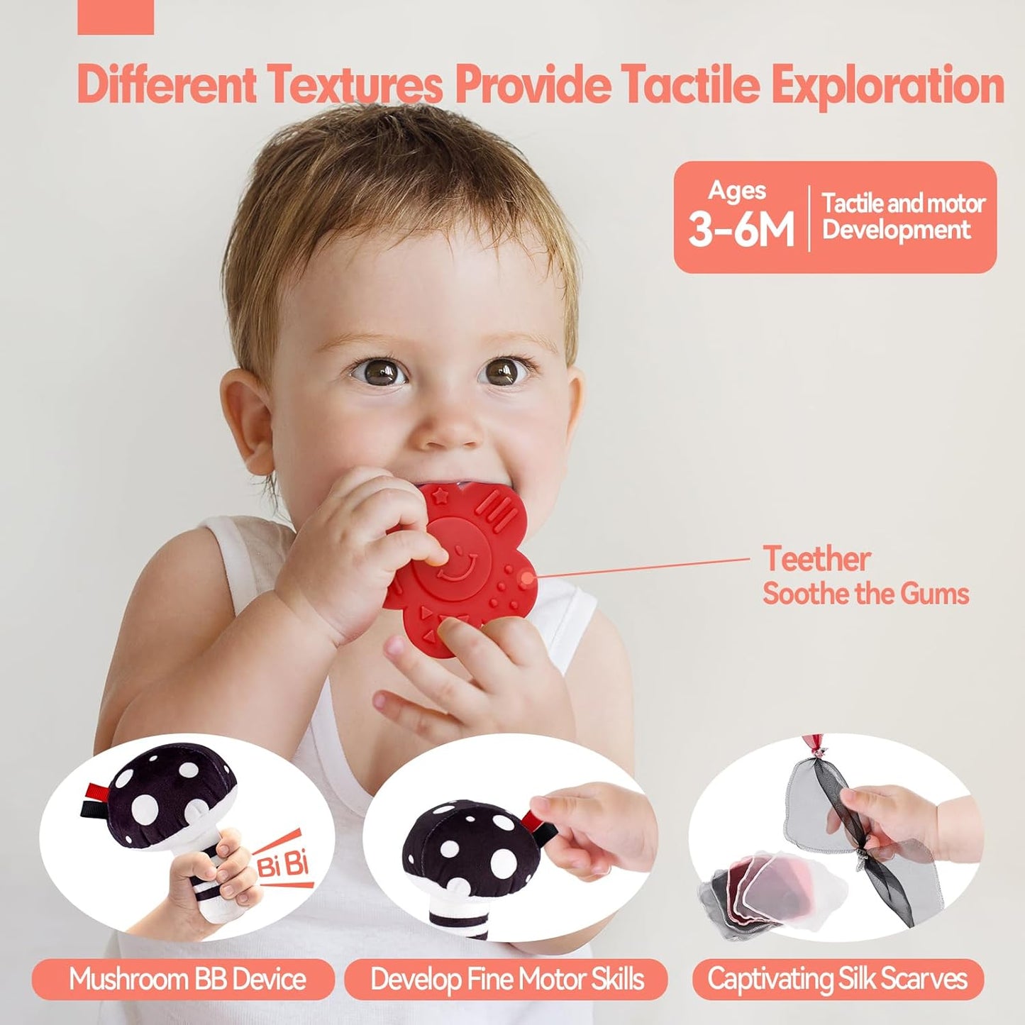 hahaland High Contrast Baby Toys for Newborn - Infant Baby Black and White Sensory Newborn Toys for Brain Development Montessori Tummy Time Toy for 0 3 6 Months