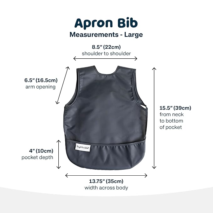 Tiny Twinkle Short Sleeve Apron Baby & Toddler Bib for Boys – Waterproof, Mess-Proof Bibs for Eating & Feeding, Machine Washable, Perfect Holiday Gift (Charcoal, 6–24M)