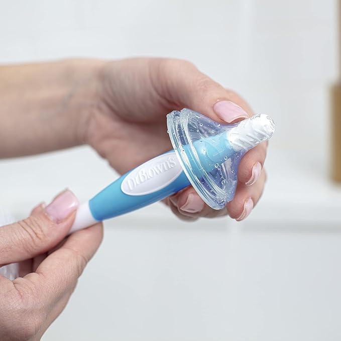 Dr. Brown's Reusable Sponge Baby Bottle Cleaning Brush with Suction Cup Stand, Scrubber and Nipple Cleaner, Assorted Color 1-Pack