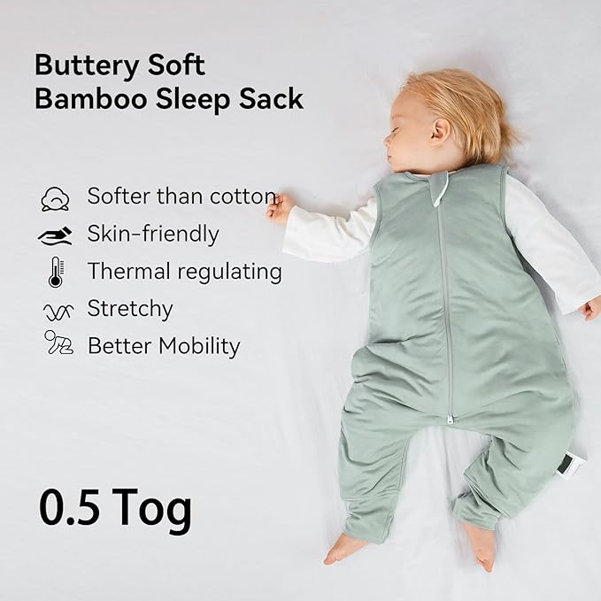 BubblePanda Rayon Made from Bamboo Toddler Sleep Sack with Feet 0.5 Tog Ultra Soft Toddler Sleeping Sack 3t-4t Baby Sleep Bag Walker Wearable Blanket with Legs 2-Way Zipper Lightweight