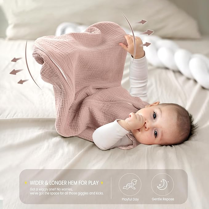 lulumoon Sleep Sack Muslin for Baby: Cotton Wearable Blanket for 9-15 Months - Soft Lightweight Ideal for Nursery Lounge Nighttime Naptime