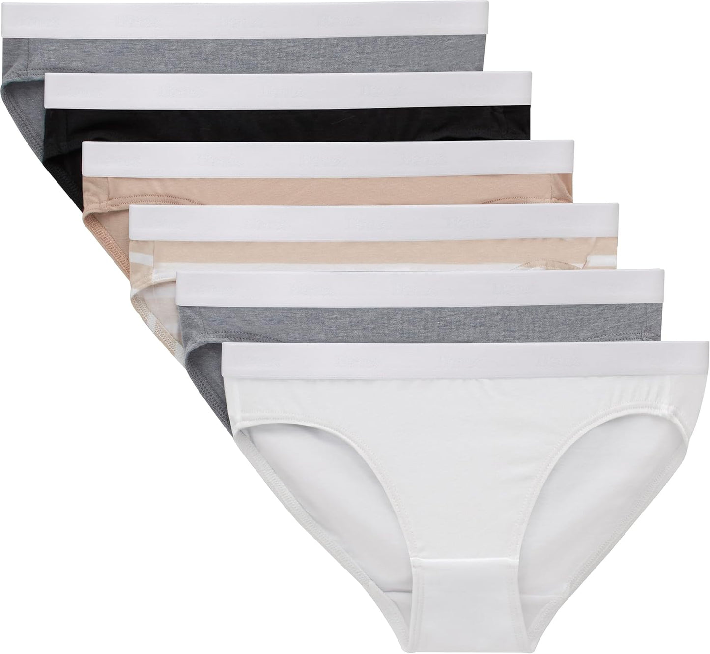 Hanes Girls' Originals Bikini Underwear, Bikini Panties, Solids & Prints, 6-Pack